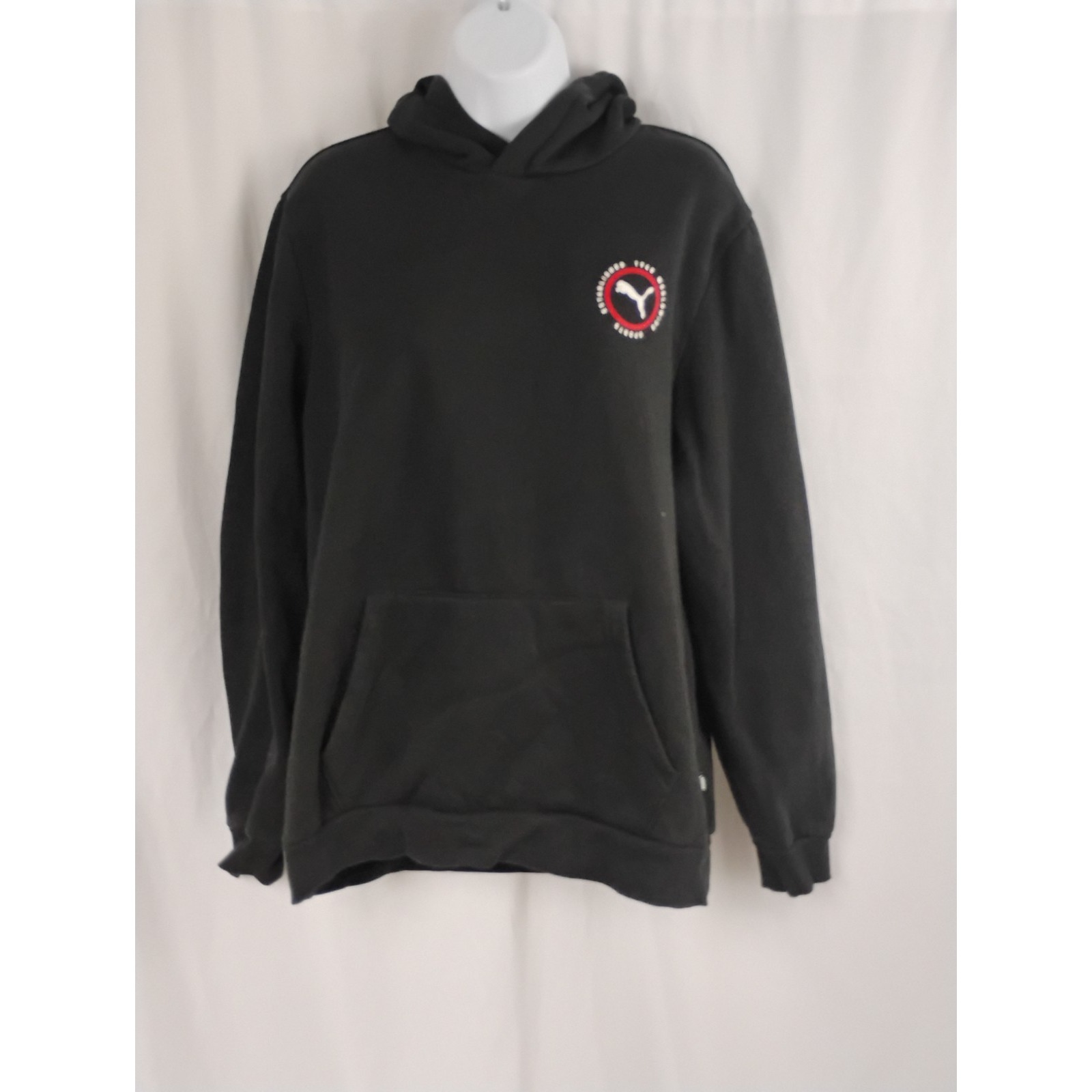 Puma Hoodie Men Graphic Print Pullover Black Red White Size L